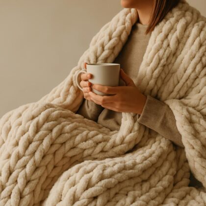 Chunky Chenille Knit Blanket, Jumbo Chenille Blanket